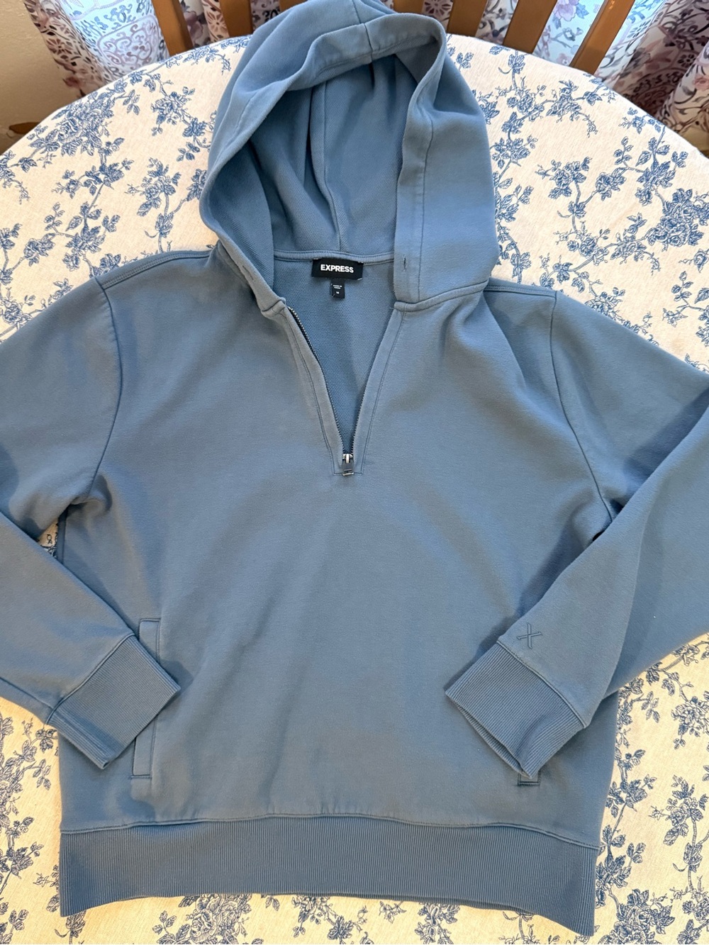 Express Men's Hooded Half-Zip Sweatshirt - Slate Blue